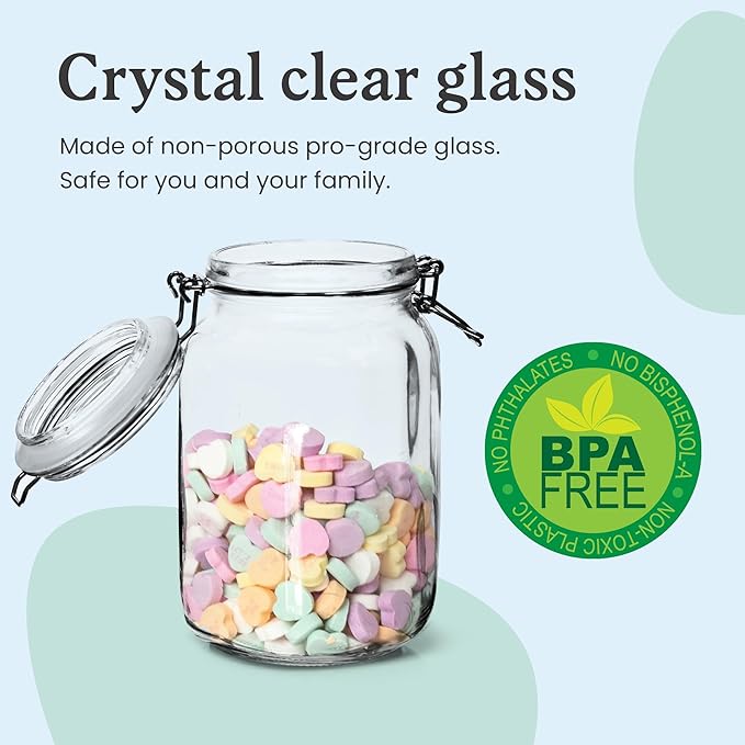 Set of 3 Glass Mason Jar with Airtight Lid 50 Ounces | Glass Storage Container - Image 3