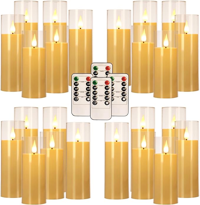 24-Pack Acrylic LED Flameless Pillar Candles - Image 3