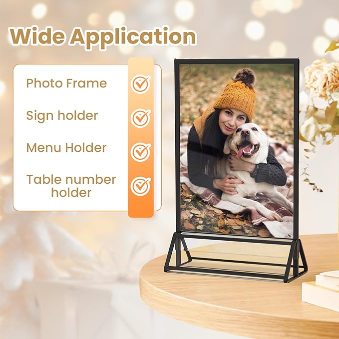 Acrylic Sign Holder 4X6 Black Picture Frame Double-Sided Acrylic Frames - Image 6