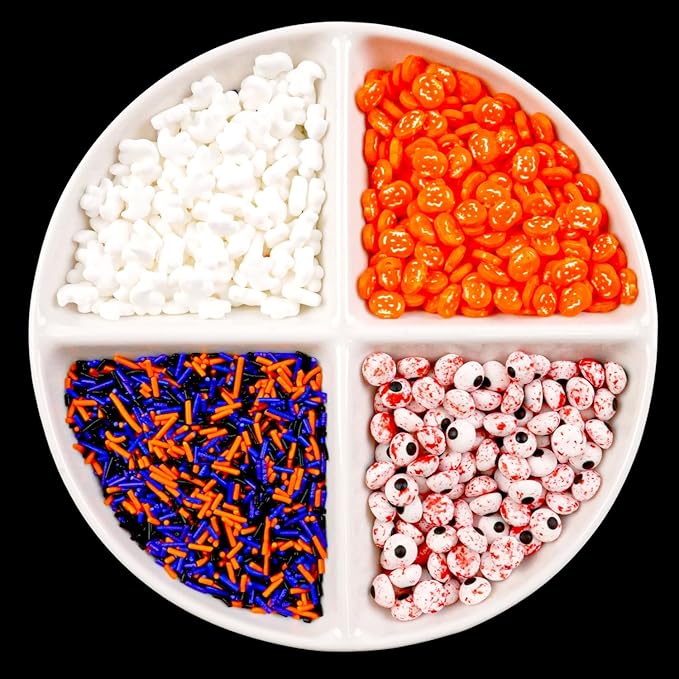 Halloween Sprinkles for Cake Decorating, Edible Candy Eyeballs, Pumpkin Sugar by Joyvitas