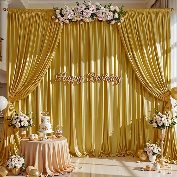 Dark Gold Glitter Backdrop Curtain - Image 4
