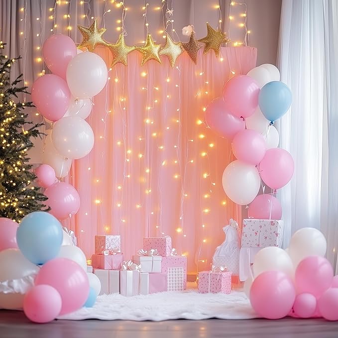 Fomcet Peach Tulle Backdrop Curtains - Image 8