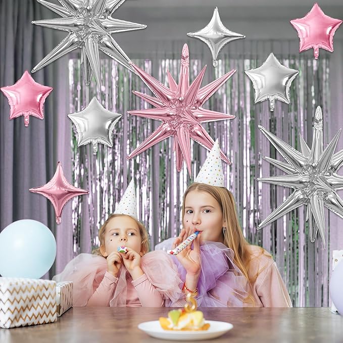 Pink Silver Star Balloon - Image 6