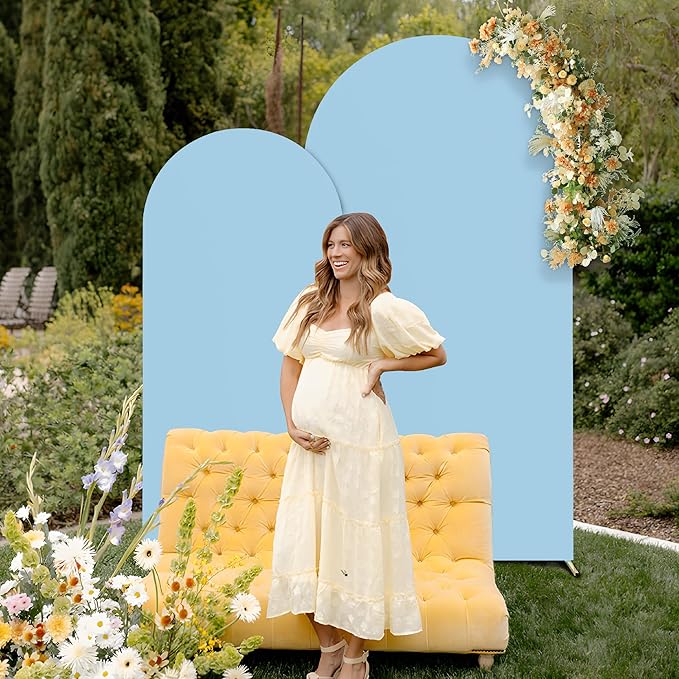 Set of 2 Arch Backdrop Cover Dusty Blue High Elastic Wrinkle-Resistant Arch - Image 4