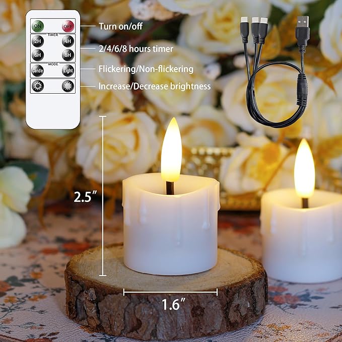 Rechargeable Flameless 1.6" x2.5" Tea Light Candles - Image 3