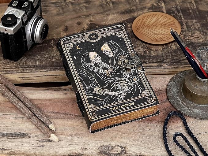 C CUERO Book of Spells Leather Journal Deckle Edge Paper Grimoire Printed - Image 2
