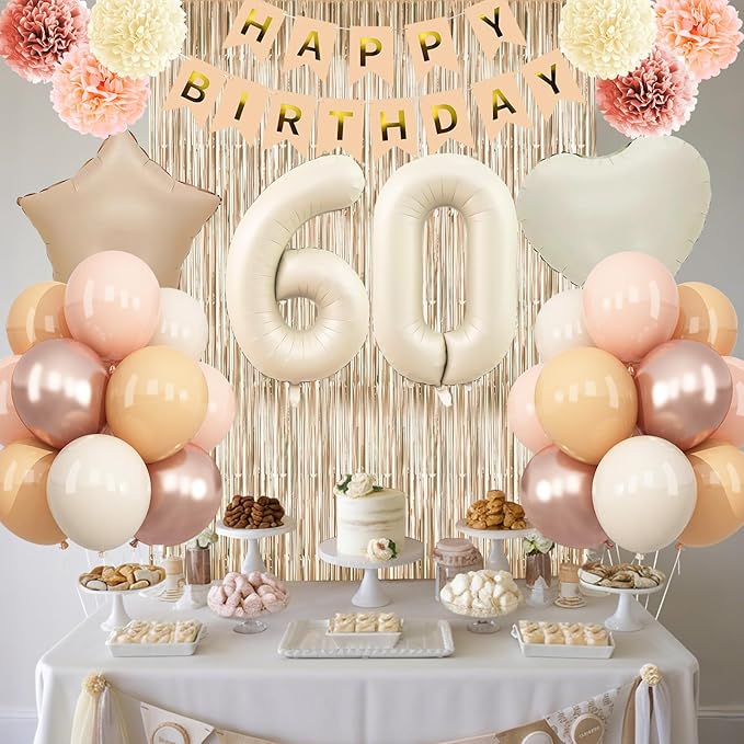 Beige 60th Birthday Decorations - Image 2