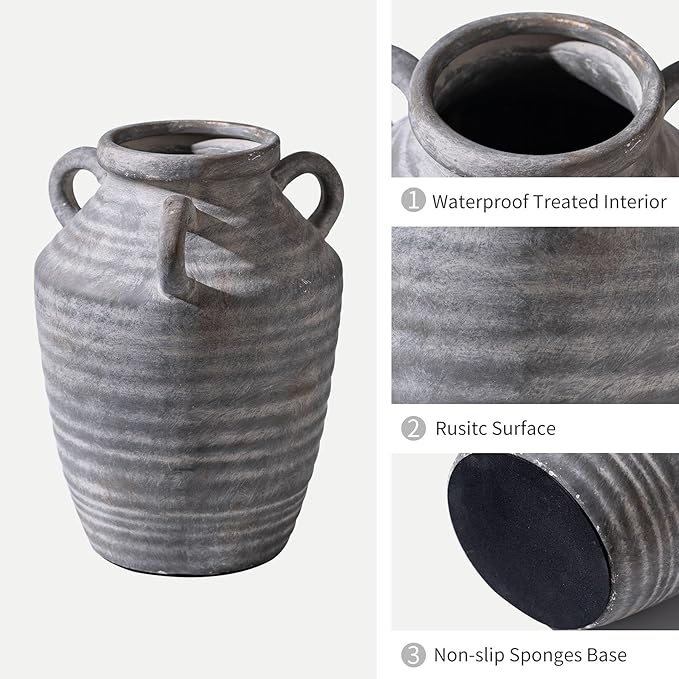 Grey Terracotta Ceramic Vase - Image 5
