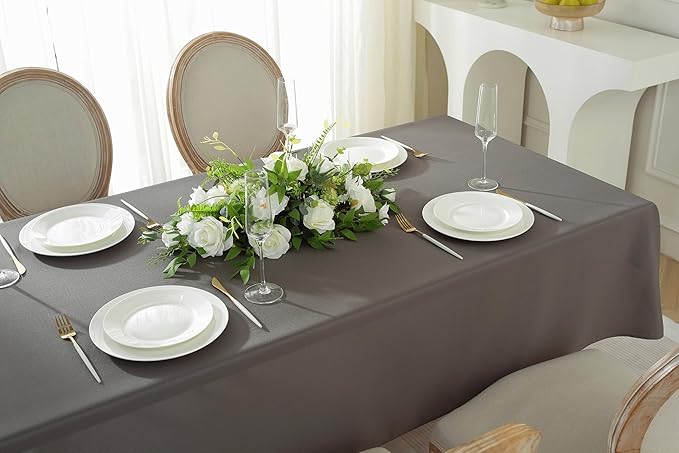 Craft And Party Rectangle Tablecloth, 60 x 126 Inch Charcoal, 8ft Washable - Image 3
