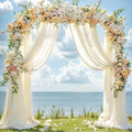 Wedding Arch Draping Fabric, 2 Panels 28" x 19Ft Ivory Wedding Arch Drapes by Partisky