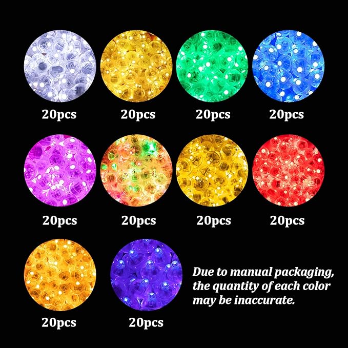 200pcs 10 Colors Balloon Lights, LED Assorted Colors Flash Lights, Mini Ball - Image 2