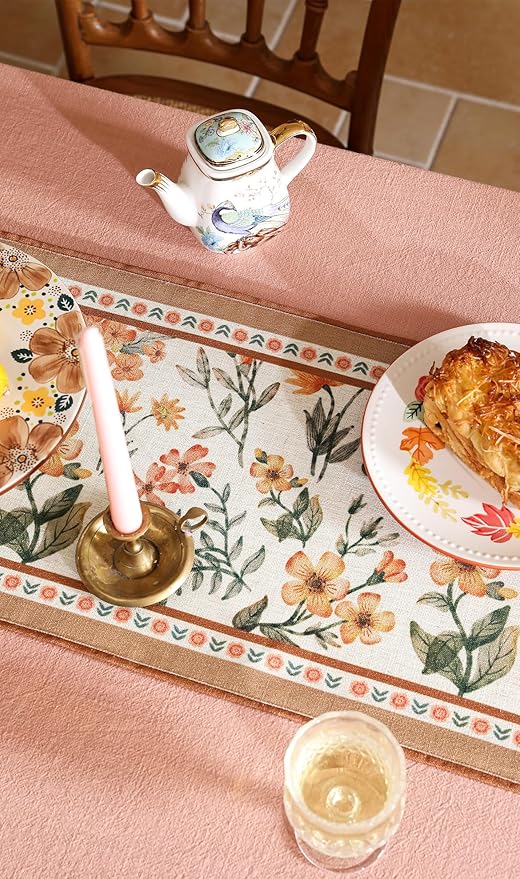 Vintage Linen Table Runner, Floral Table Runners 87 Inches Long, Soft and - Image 8