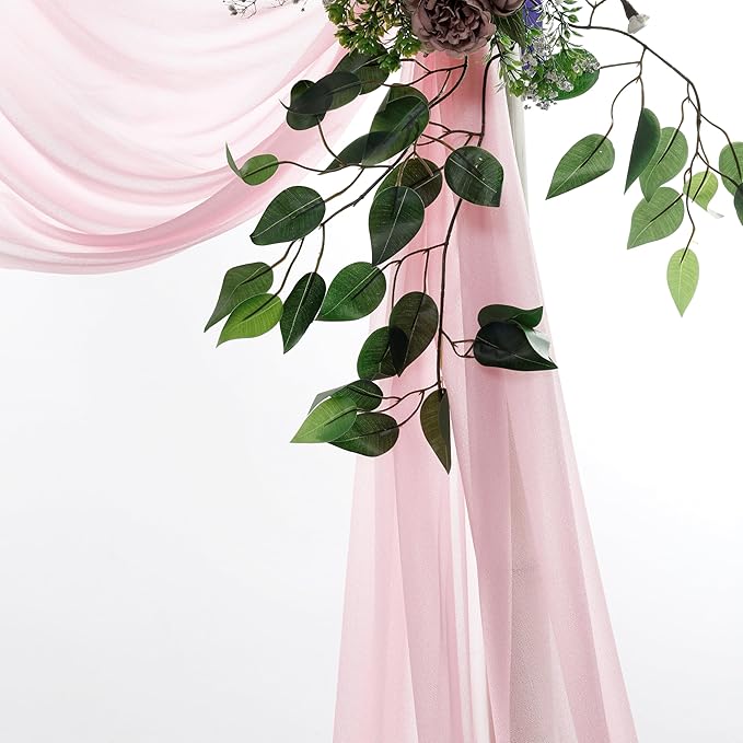 VDS Pack of 3 Panel Wedding Arch Draping Fabric Sheer Chiffon Fabric Drapery - Image 4