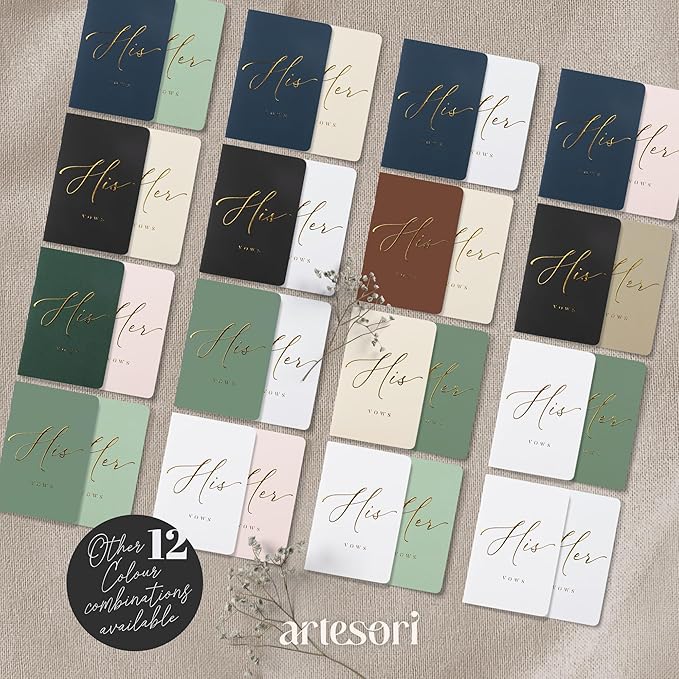 ARTESORI Wedding Vow Book for Her & Him, Soft Touch, 28 Lined Pages, Wedding - Image 3