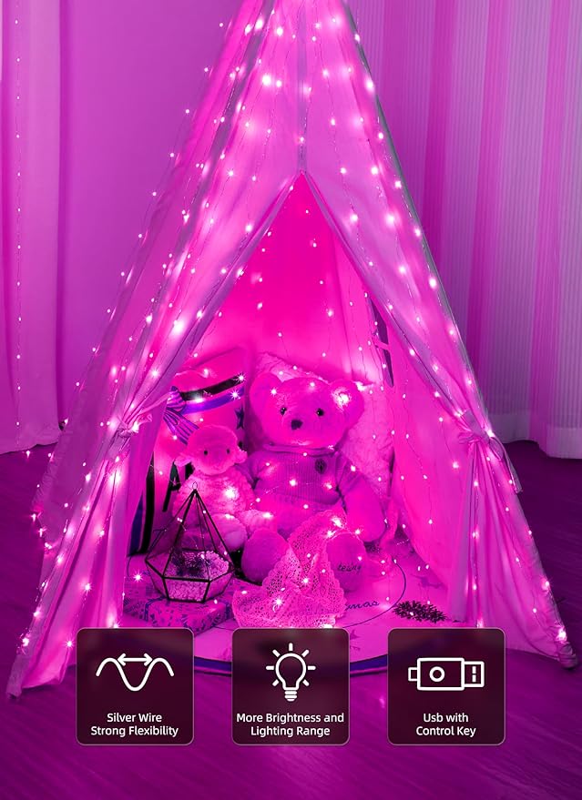 Brightown 300 LED Fairy Curtain Lights, 9.8ft x 9.8ft Curtain String Lights - Image 3