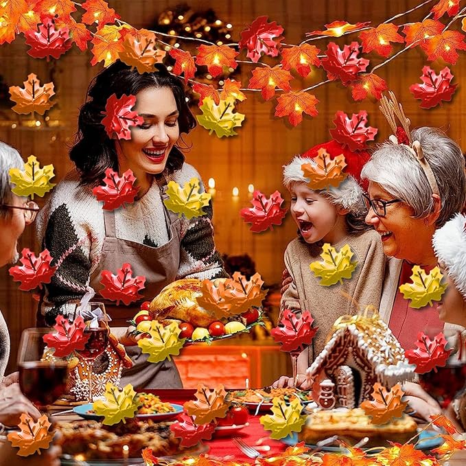 200 Pieces Fall Confetti, Thanksgiving Maple Leaves Acorn Sprinkles Foil - Image 4