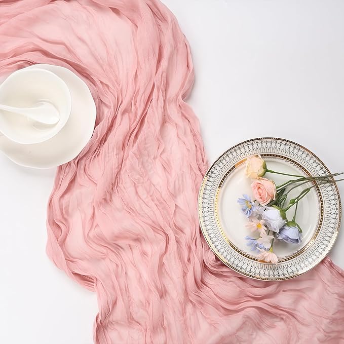 12 Pack Dusty Pink Cheesecloth Table Runner 10ft Boho Gauze Fabric Cheese Cloth - Image 6