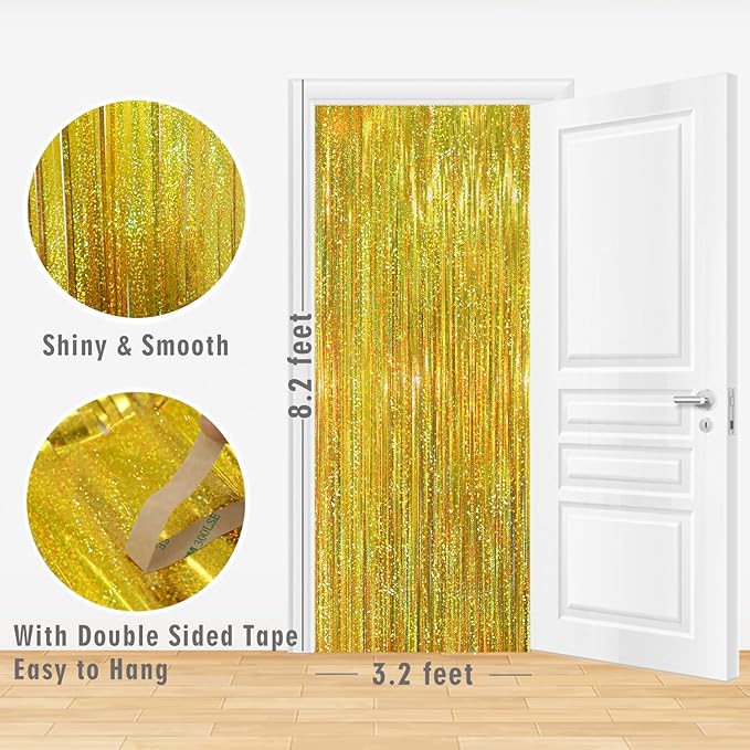 GOER 6.4 ft x 8.2 ft Metallic Tinsel Foil Fringe Curtains, Graduation - Image 6