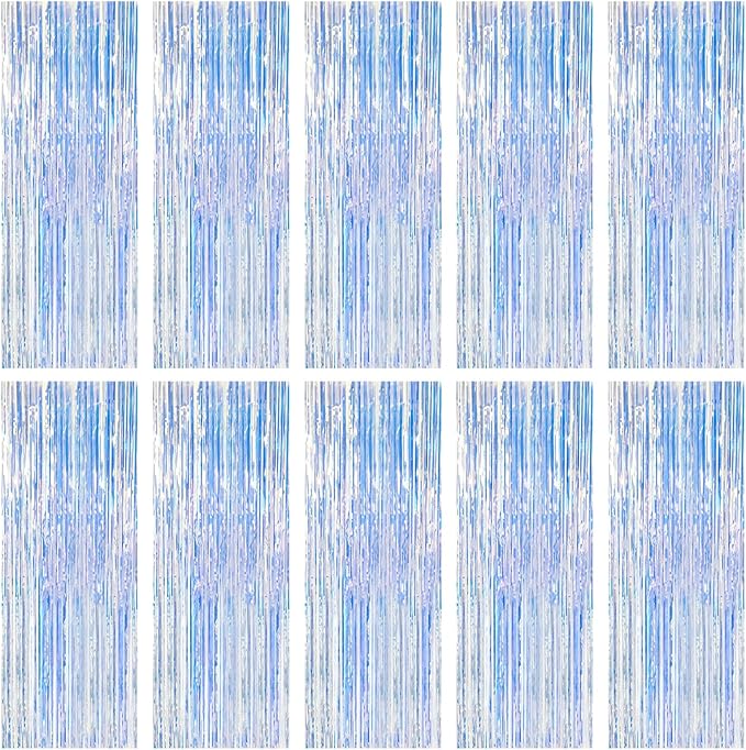 10 Pack Iridescent Party Backdrop Decorations Tinsel Curtain Birthday by BOMSI