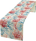 Blue Beach Table Runner, Tropical Ocean Coast Table Runner, Seashell Seasonal by ICMOLYYENLO