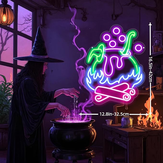 "Witch Brew" Cauldron Neon Sign - Image 4