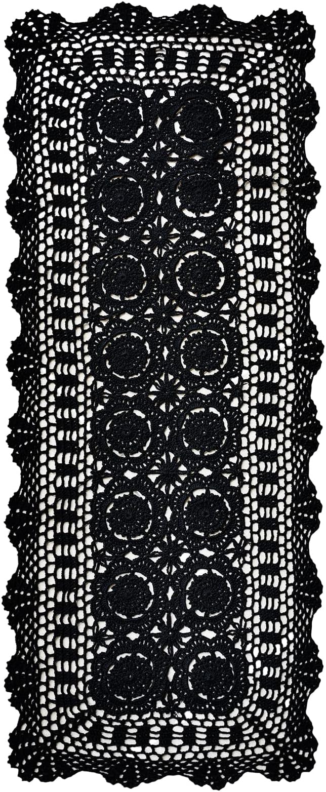 Phantomon Lace Table Runner Rectangular Table Cover Cloth Handmade Crochet by Phantomon