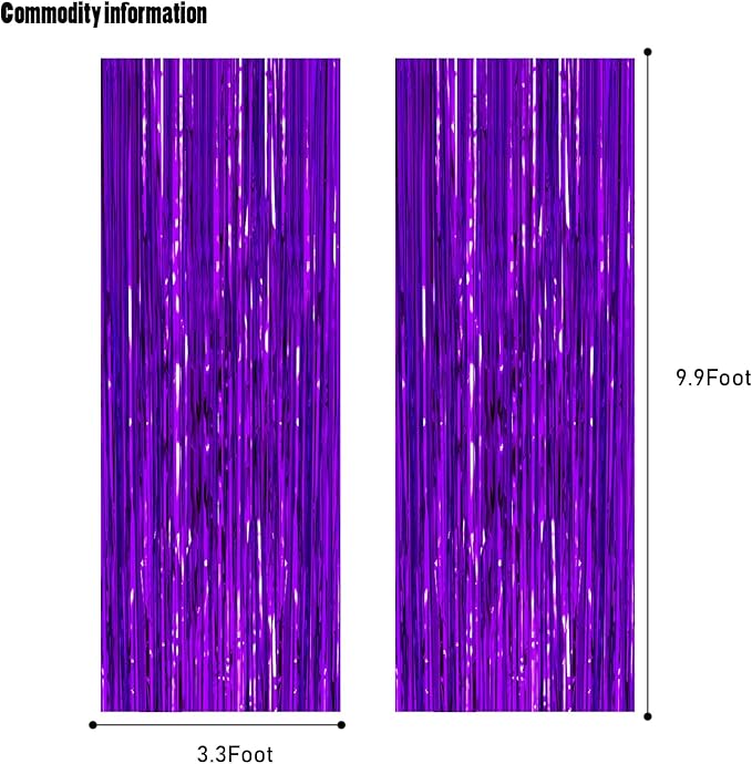 CANREVEL 2 Pack 3.3x8.2 Feet Purple Foil Fringe Backdrop Curtains, Tinsel - Image 3