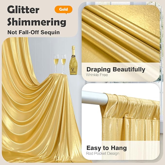 10x10 Gold Sequin Backdrop Curtain - Image 5