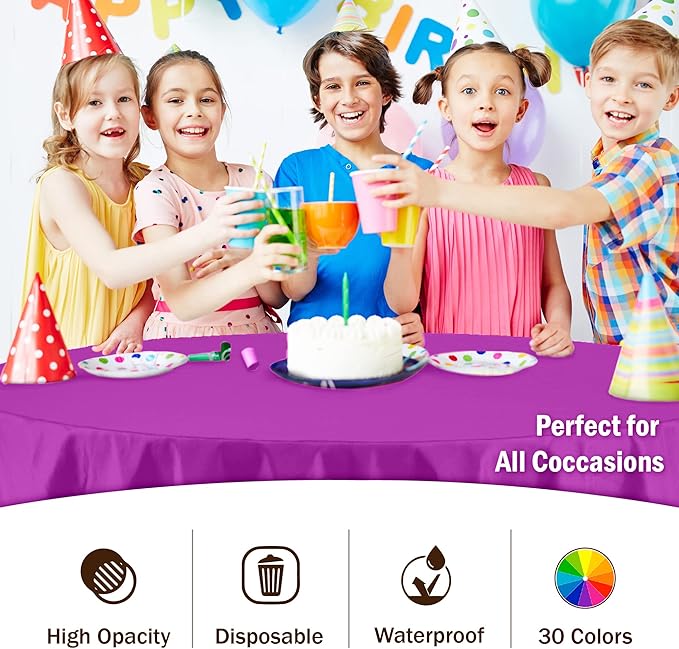 Exquisite 12-Pack Premium Plastic Tablecloth 84in. Round Table Cover - Image 5