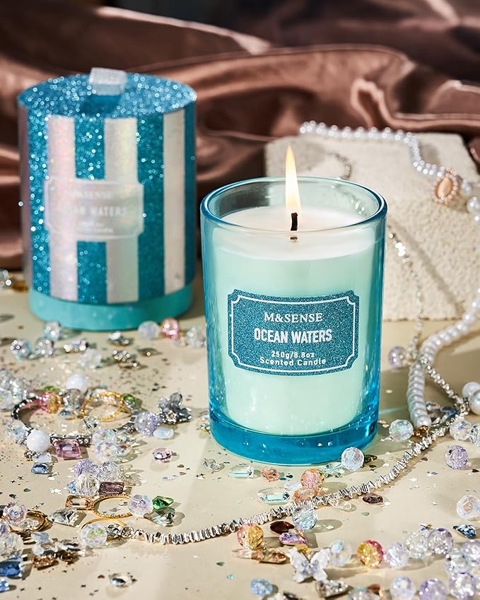 M&SENSE Ocean Scented Glitter Jar Candles, Holiday Gifts - Image 4