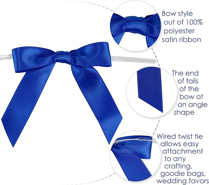 AIMUDI Royal Blue Bows 2.5" Satin Bows - Image 4