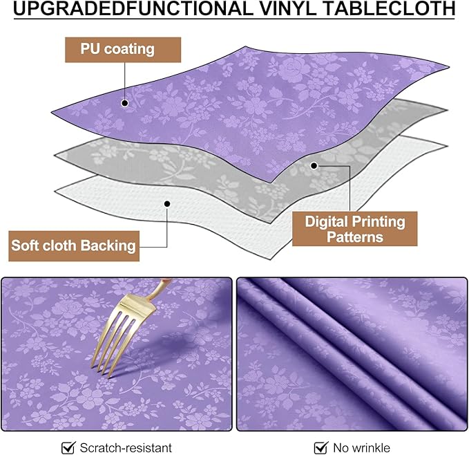 Smiry Rectangle Table Cloth, Waterproof Heavy Duty Vinyl Tablecloths, Wipeable - Image 7