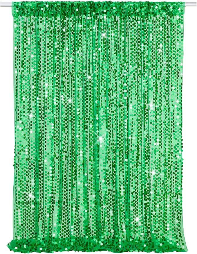 Sequin Curtain Backdrop Green Party Background by Fanqisi