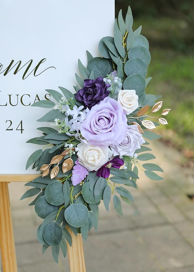 Artificial Lilac Wedding Arch Flowers Swags Set of 2 - Image 4