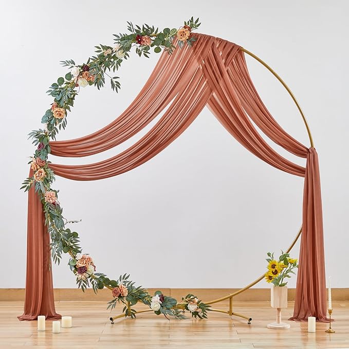 Wedding Arch Draping Fabric, 1 Panel 28" x 19Ft Terracotta Wedding Arch Drapes - Image 7