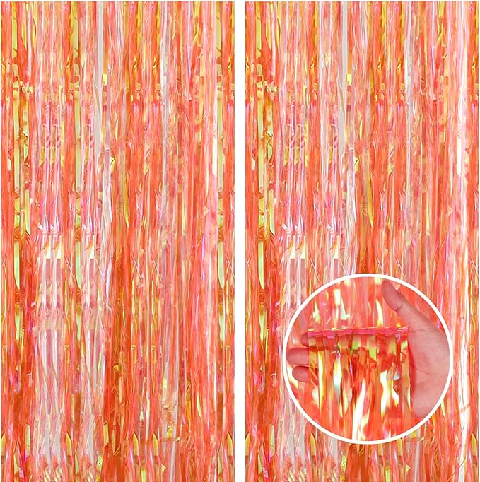 CANREVEL 2 Pack 3.2x6.5 Feet Iridescent Foil Fringe Backdrop Curtains, by CANREVEL
