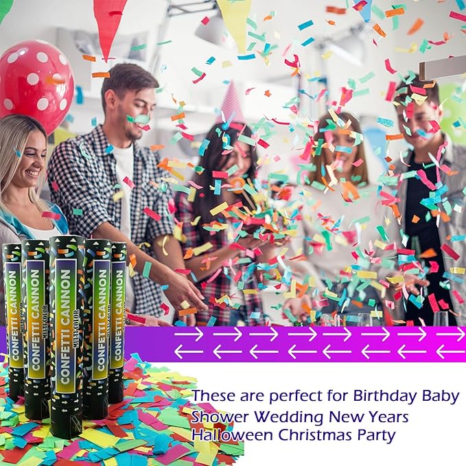 12 Inch Confetti Cannon Multicolor Confetti Popper Party Shooter - Image 5
