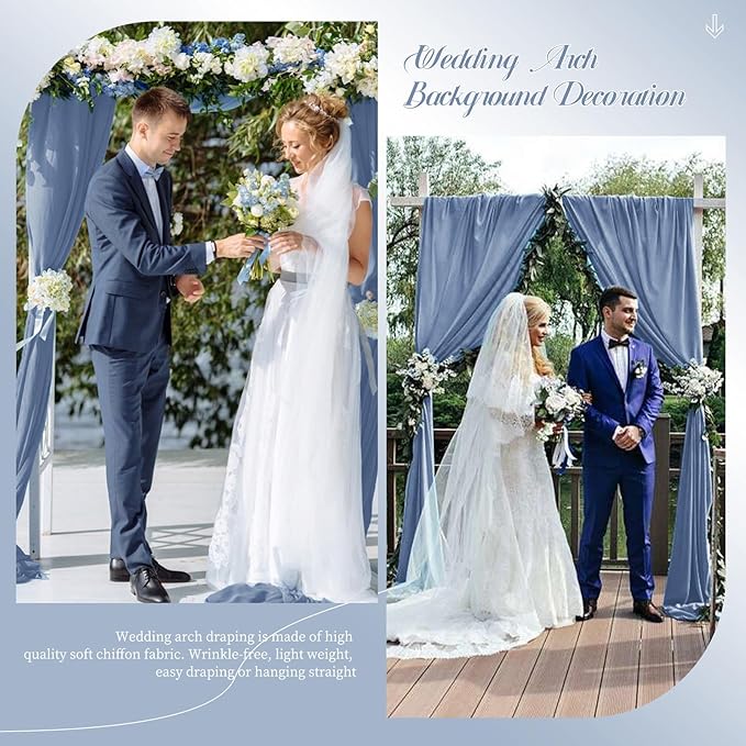 Dusty Blue Sheer Chiffon Wedding Arch Draping Fabric, Polyester Chiffon - Image 5