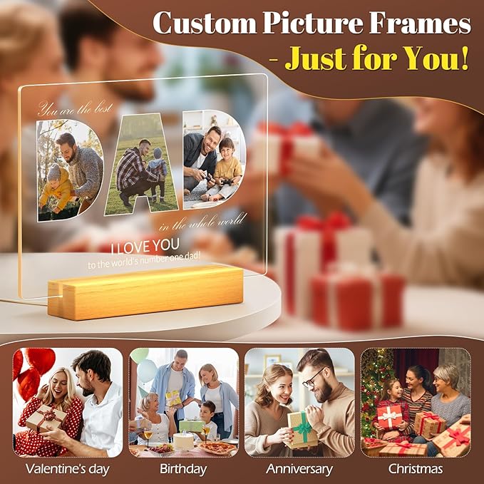 Personalized Gifts for Dad from Daughter & Son, Custom DAD Picture Frames - Image 8