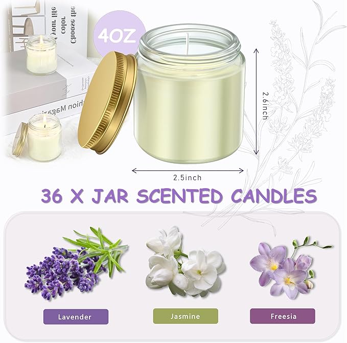 ACITHGL 36 Pcs 4oz Mini Mason Jar Candles Small Scented Candles Bulk - Image 2