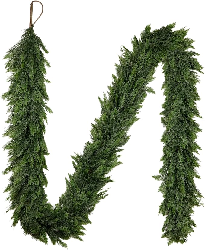 9FT Artificial Christmas Cedar Garland, Realistic Soft and Thick Touch Greenery - Image 7