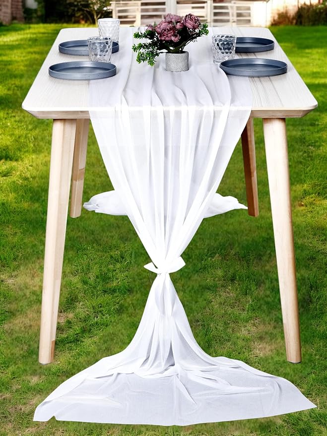MDS 20 Pack 10ft Chiffon Table Runner 29 x 120 Inches Sheer Wedding Runner by MDS