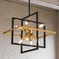 15.8'' Black Gold 8-Light Sputnik Chandelier Modern Industrial Adjustable by TACDANDM