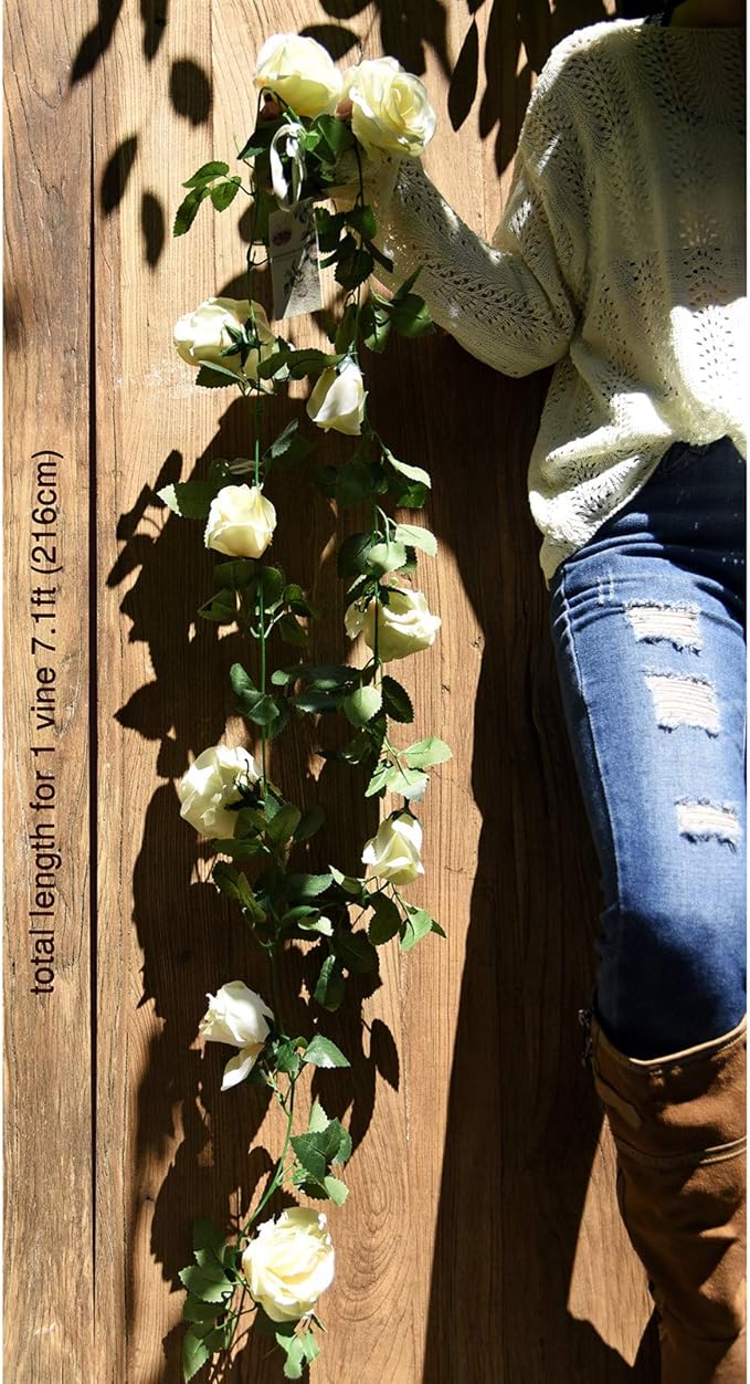 FiveSeasonStuff 29 Ft 4 Pack Rose Silk Flower Garland Artificial Flowers - Image 6