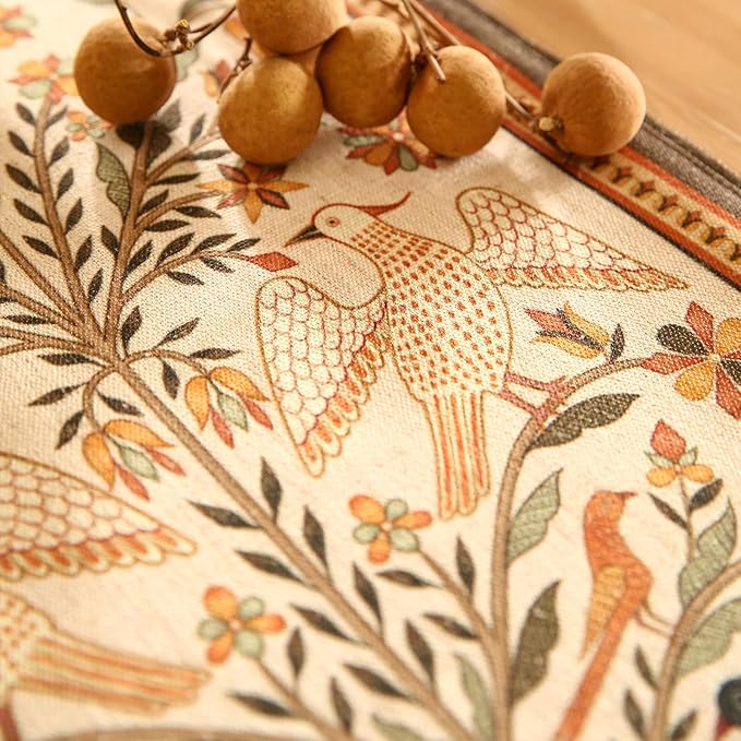 Decorative Linen Small Table Runner 63 Inches Long, Floral Rustic Runner - Image 3