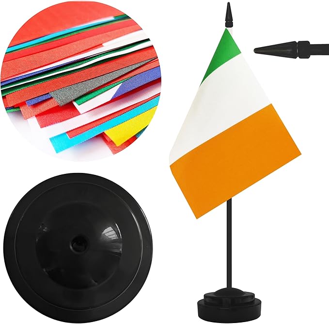 2 Pack Ireland Desk Flag Set, Irish Desktop Small Miniature Table Office Flag - Image 3
