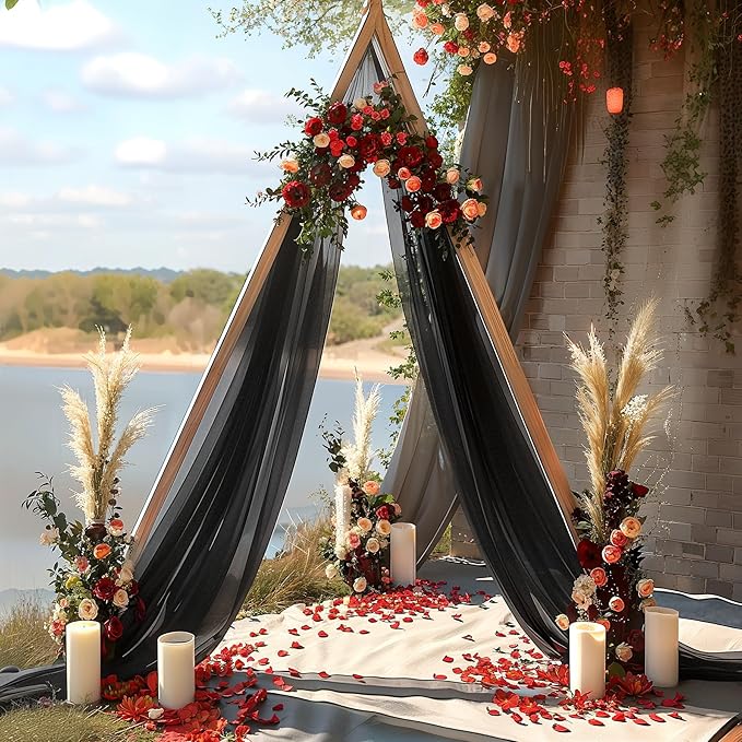 Black Wedding Arch Draping Fabric 3 Panels 30'' x 20FT Black Drapes Sheer - Image 7