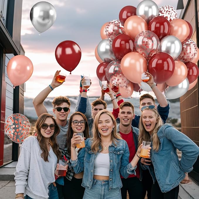 Burgundy Rose Gold Balloons - Image 6