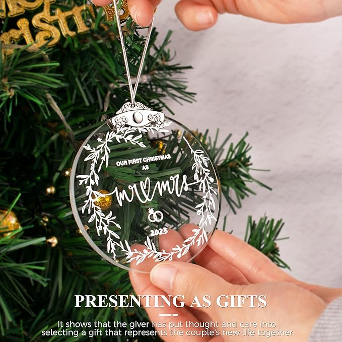 First Christmas Married Ornament 2023 Glass Wedding Keepsake Gift Box - Image 5