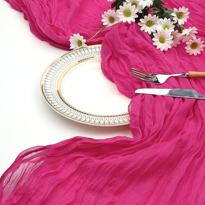 6 Pack Hot Pink Cheesecloth Table Runner 10ft Boho Gauze Fabric Cheese Cloth - Image 7
